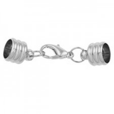Metal Endcap set Ø 8mm with lobster clasp Antique silver